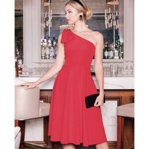 Gal Meets Glam Yvonne One Shoulder A-line Dress in Ruby Red Size 8